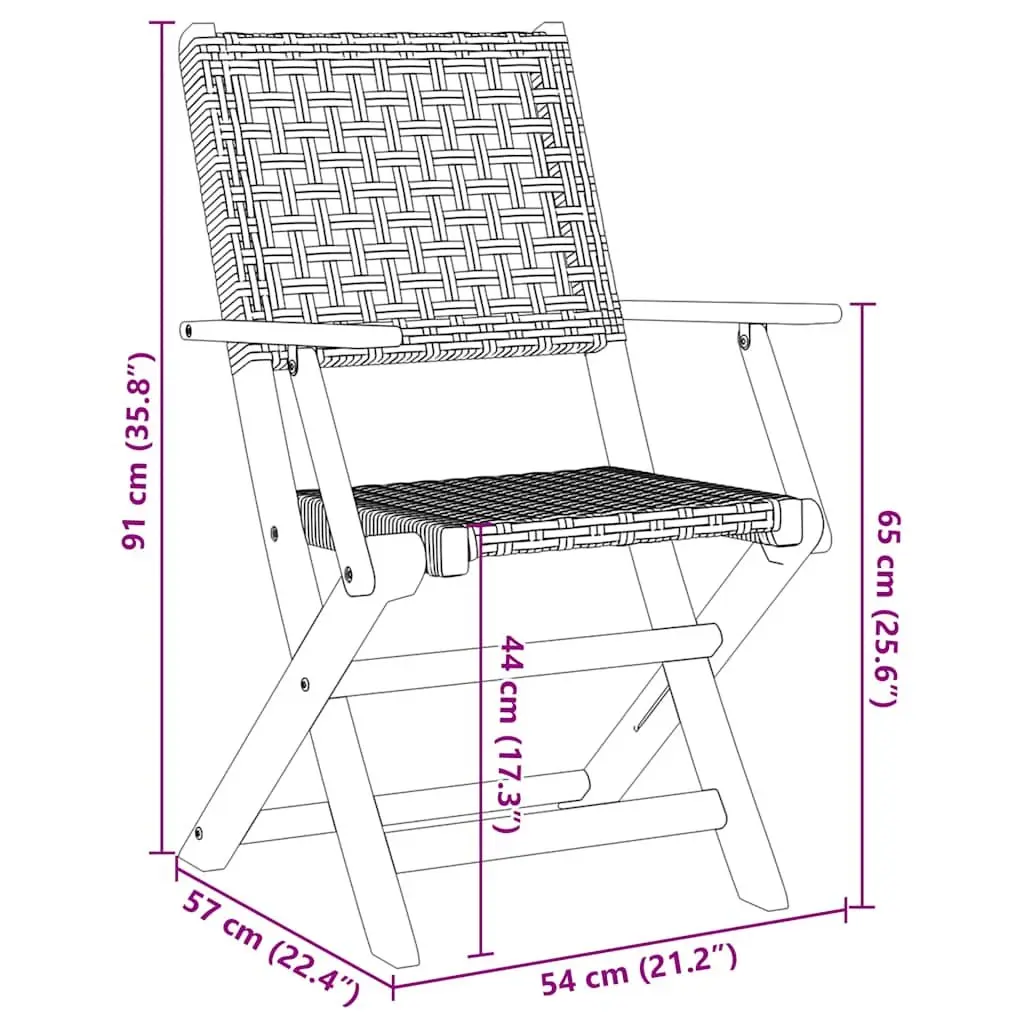 Folding Chairs Outdoor Garden Patio Balcony 6 Piece Black Poly Rattan