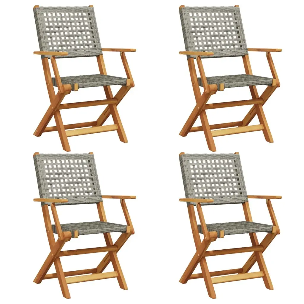 Grey Poly Rattan Folding Garden Chairs