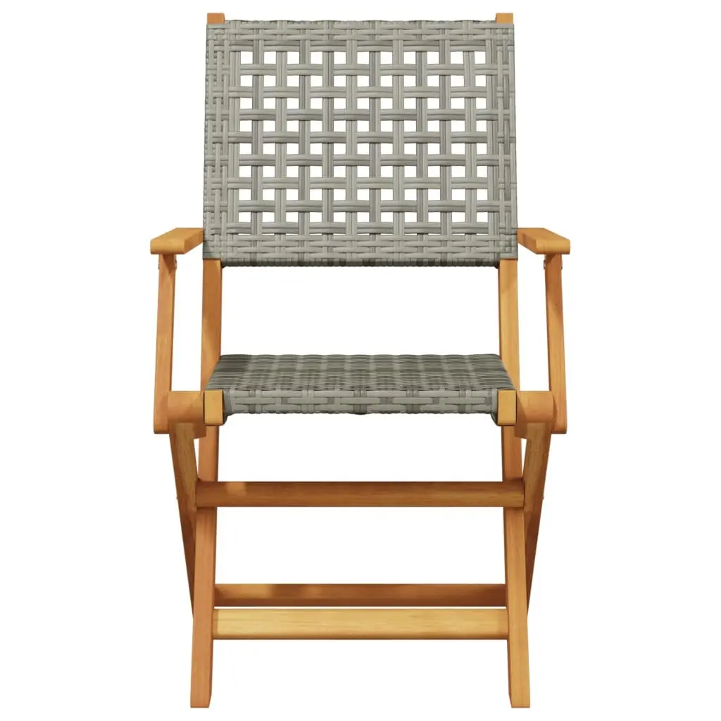 Grey Poly Rattan Folding Garden Chairs