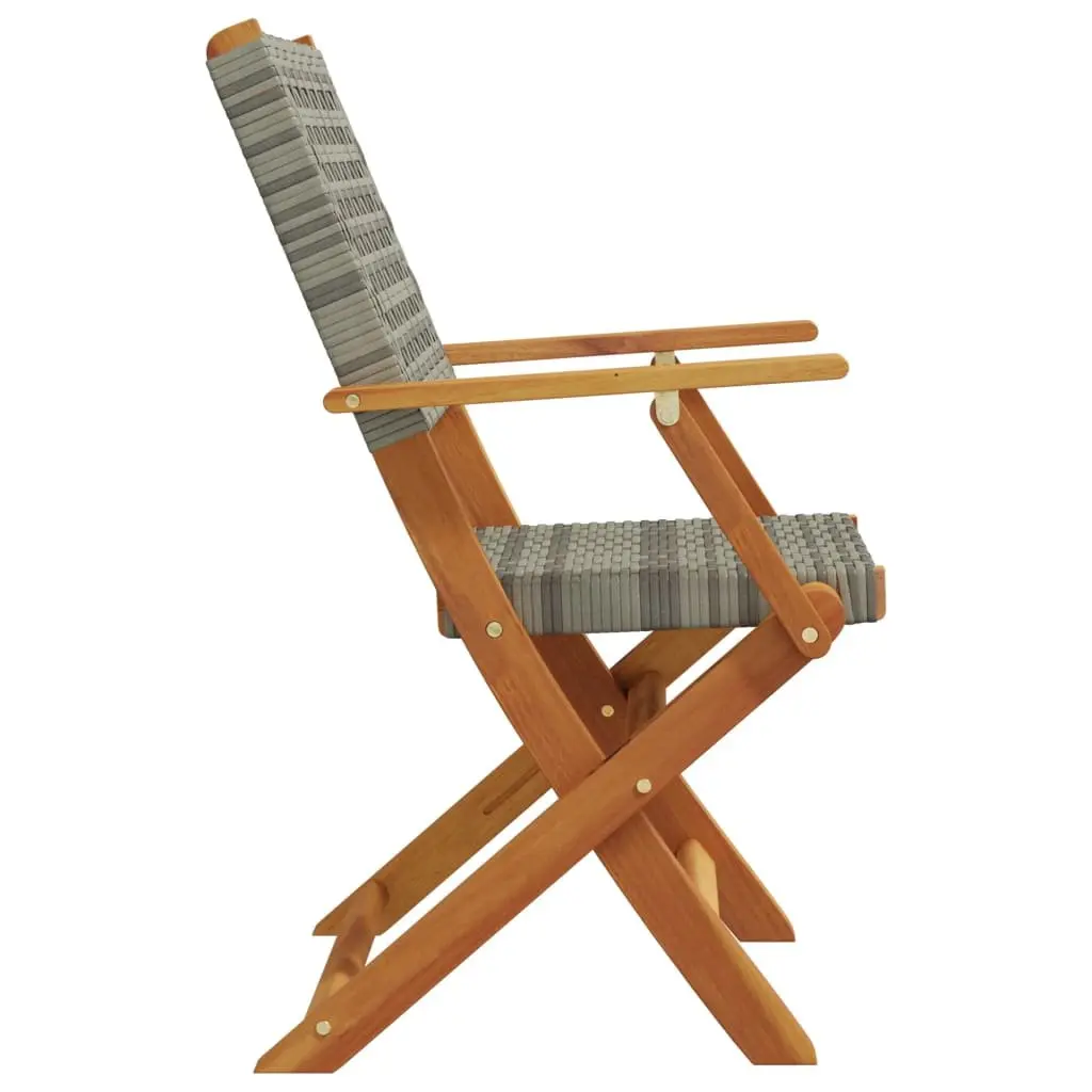 Grey Poly Rattan Folding Garden Chairs