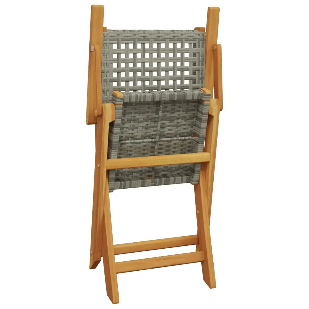 Grey Poly Rattan Folding Garden Chairs