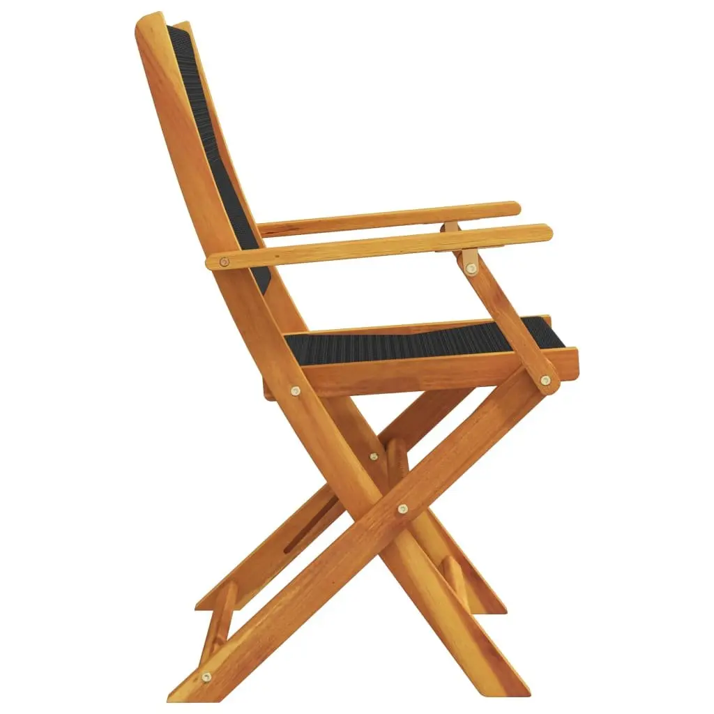 Folding Chairs Outdoor Garden Patio Balcony Black Solid Acacia Wood