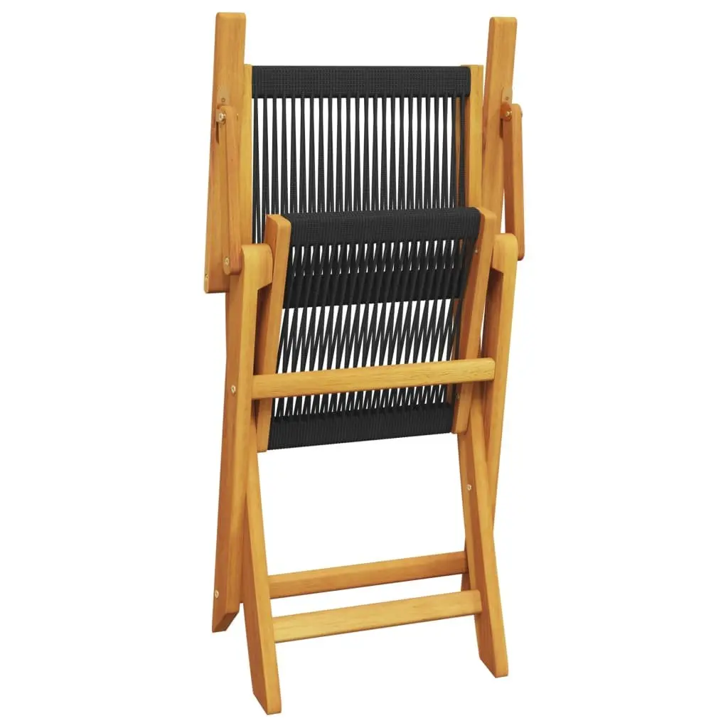 Folding Chairs Outdoor Garden Patio Balcony Black Solid Acacia Wood