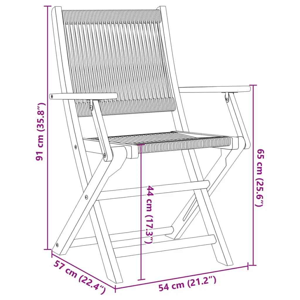 Folding Chairs Outdoor Garden Patio Balcony Black Solid Acacia Wood