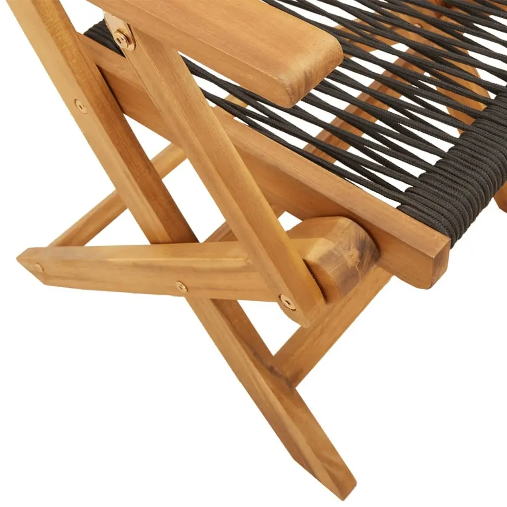 Folding Garden Chairs Set 8 Piece Outdoor Use Black Solid Wood Acacia