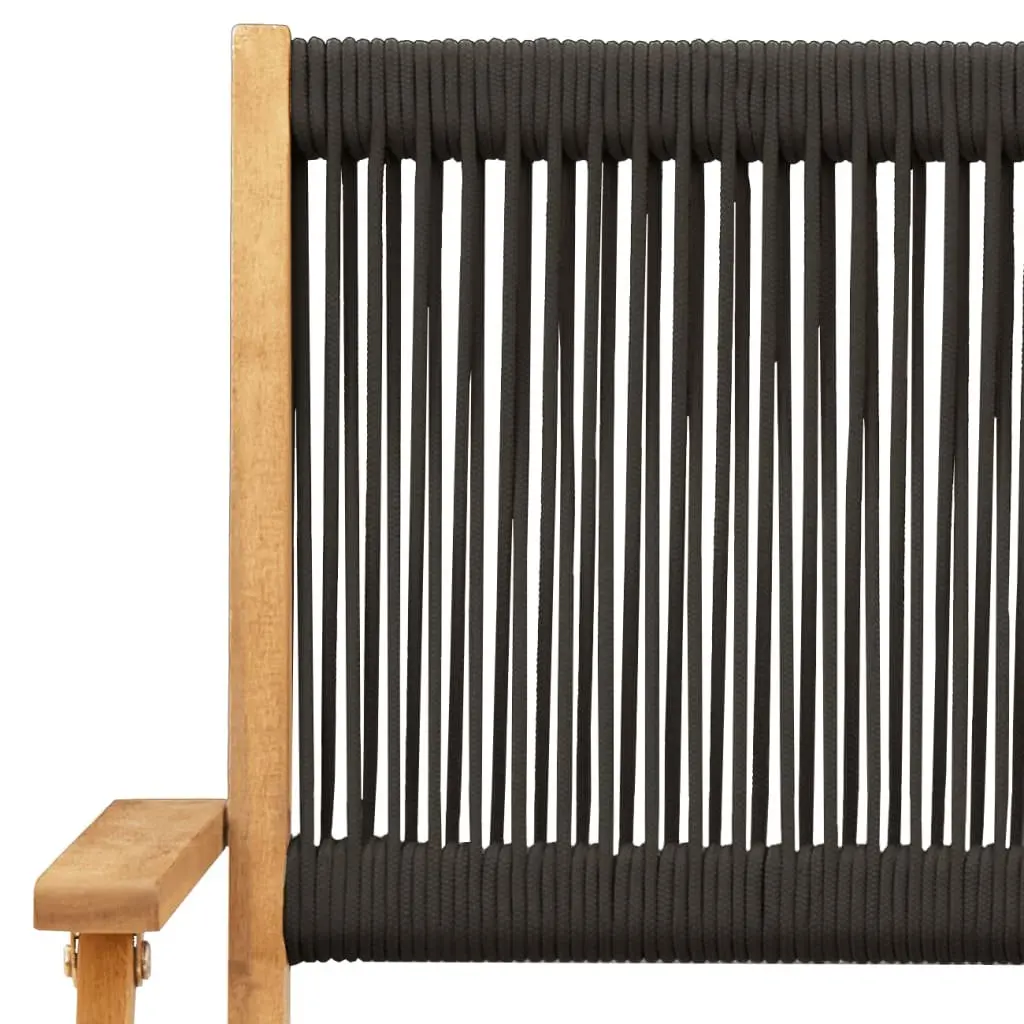 Folding Garden Chairs Set 8 Piece Outdoor Use Black Solid Wood Acacia