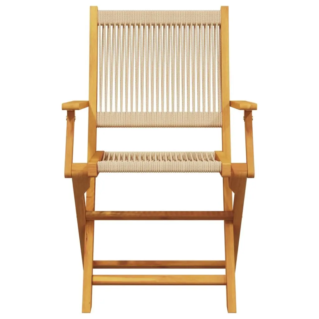 Folding Garden Chairs Outdoor Beige Solid Wood Acacia 4 Piece
