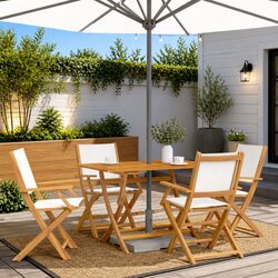4 Folding Garden Chairs - Acacia Wood Outdoor Seating