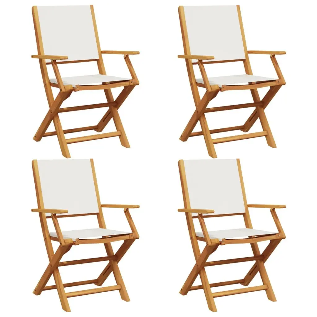 4 Piece Folding Chairs Outdoor Garden Furniture White Wooden Portable Seating