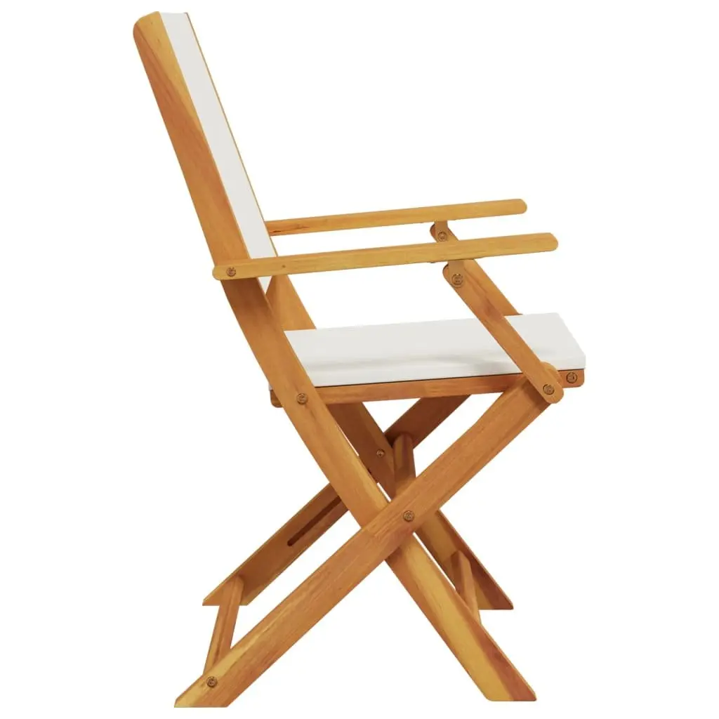 4 Piece Folding Chairs Outdoor Garden Furniture White Wooden Portable Seating