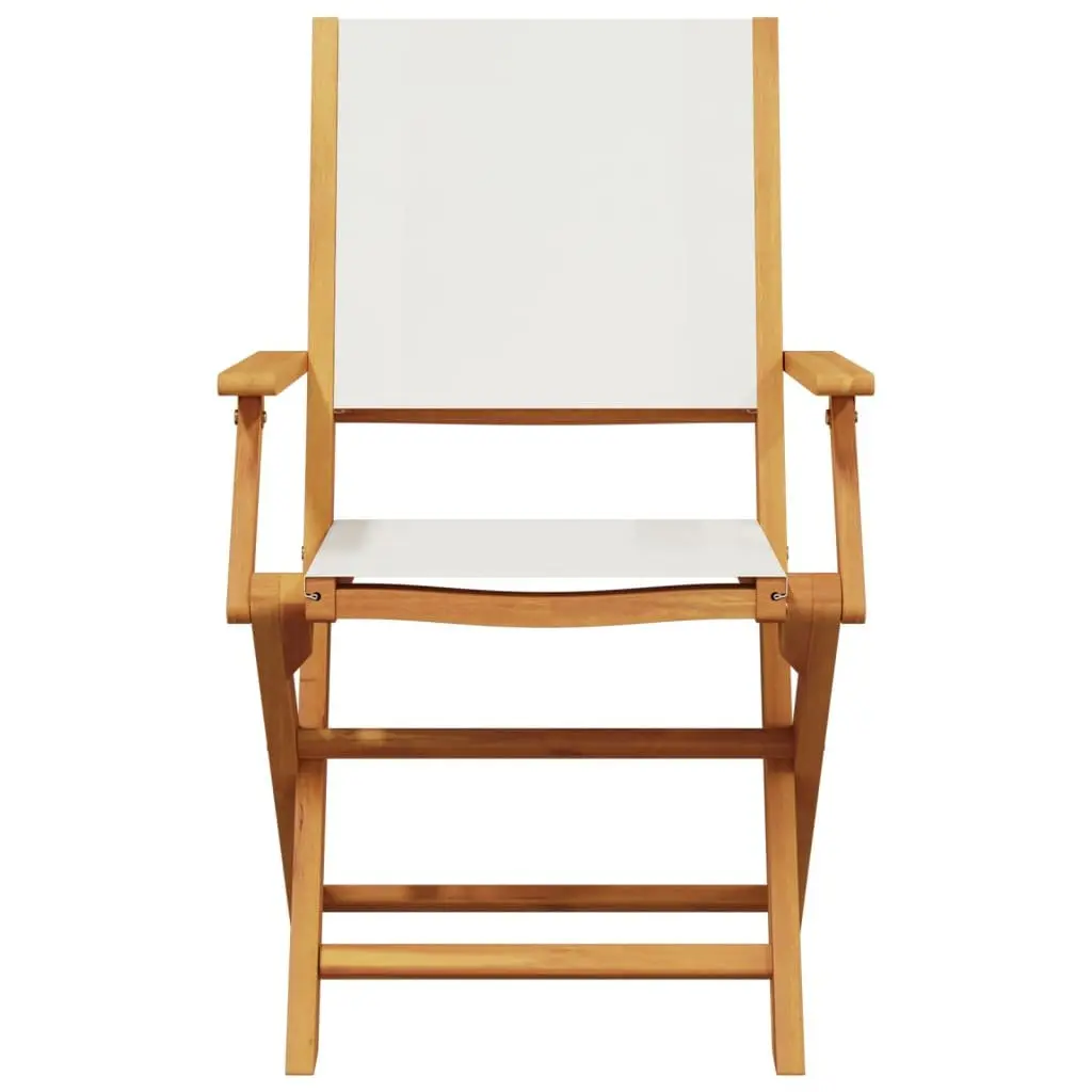 Folding Garden Chairs Set 8 Piece Outdoor Patio White Fabric Wooden