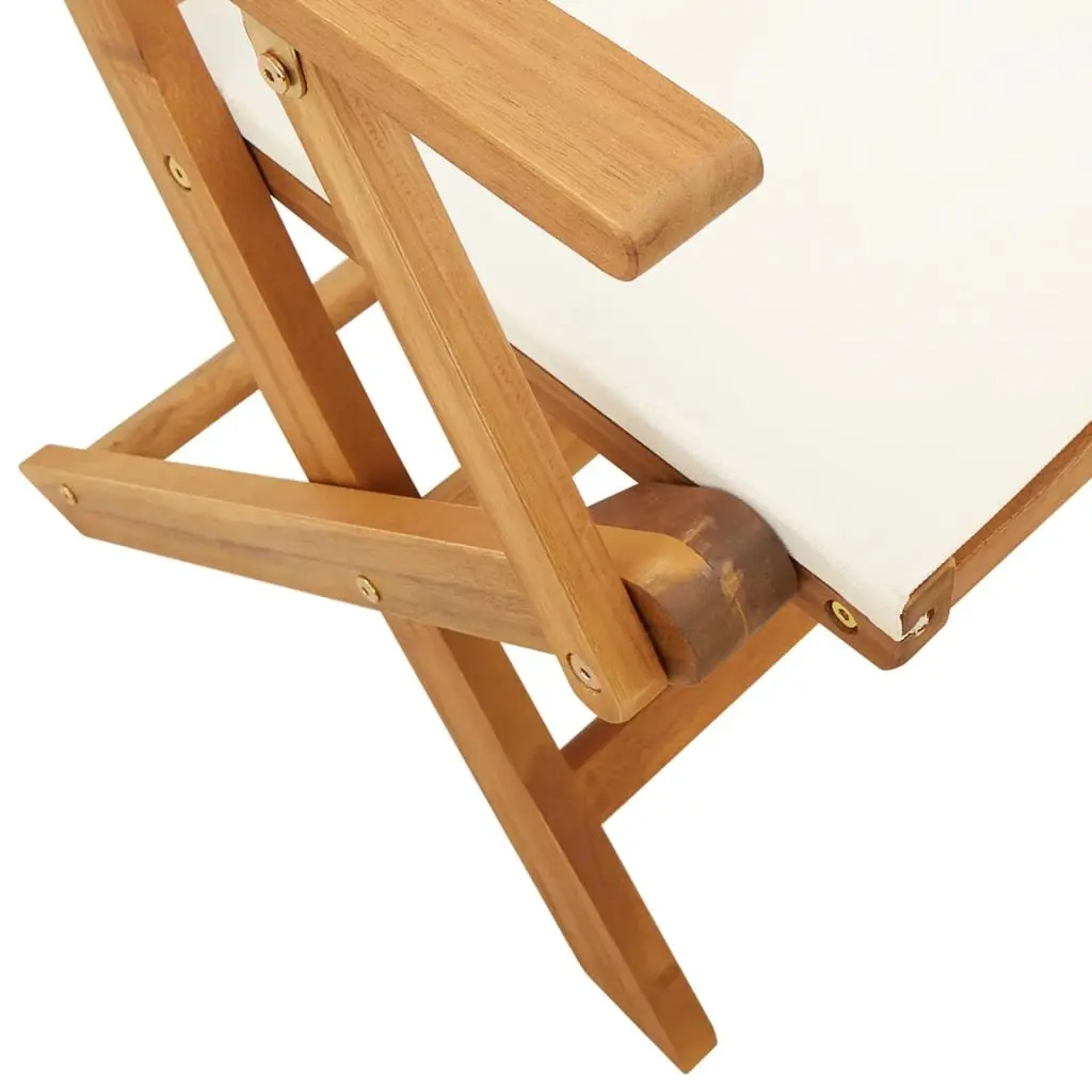Folding Garden Chairs Set 8 Piece Outdoor Patio White Fabric Wooden