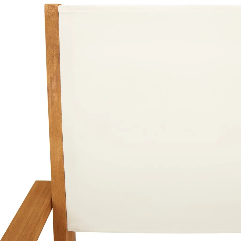 Folding Garden Chairs Set 8 Piece Outdoor Patio White Fabric Wooden