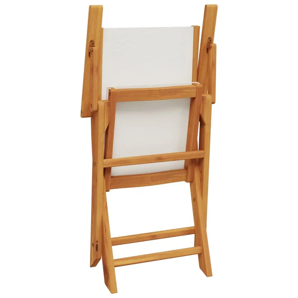 Folding Garden Chairs Set 8 Piece Outdoor Patio White Fabric Wooden