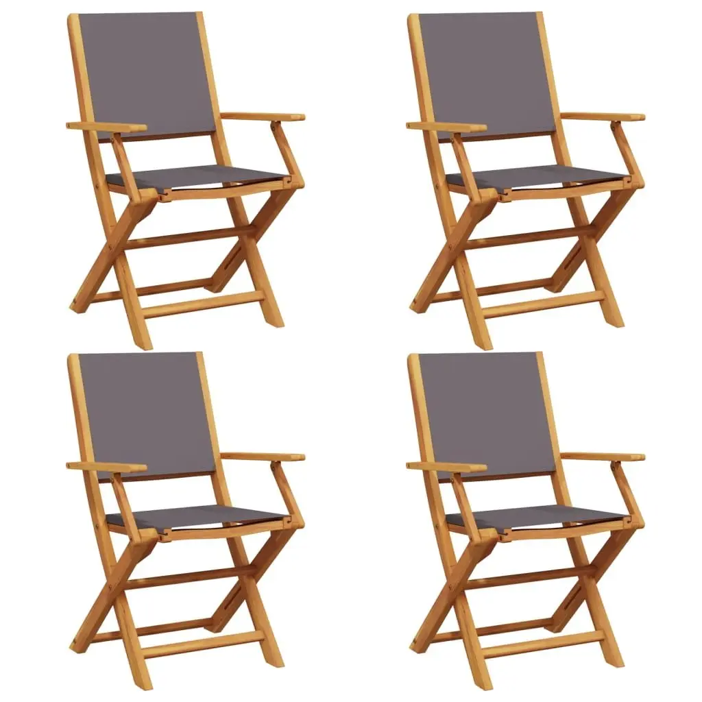 Folding Garden Chairs Outdoor Seating Acacia Wood Anthracite Fabric 4 Piece