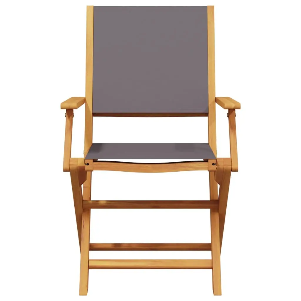 Folding Garden Chairs Outdoor Seating Acacia Wood Anthracite Fabric 4 Piece