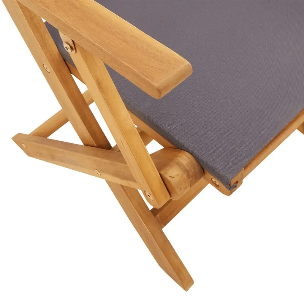 Folding Garden Chairs Outdoor Seating Acacia Wood Anthracite Fabric 4 Piece
