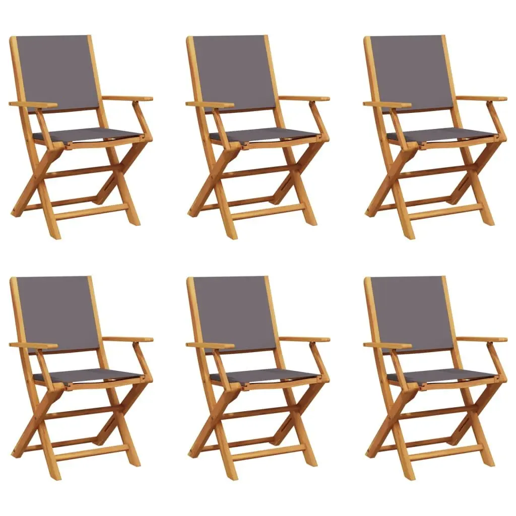 Folding Garden Chairs Set 6 pcs Anthracite Outdoor Seating Wood Armrests