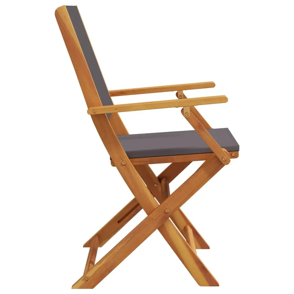 Folding Garden Chairs Set 6 pcs Anthracite Outdoor Seating Wood Armrests