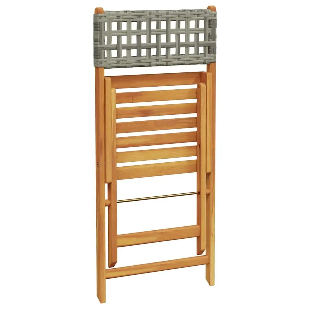 Set of 6 Grey Folding Outdoor Chairs with Wooden Armrests for Garden and Patio Relaxation