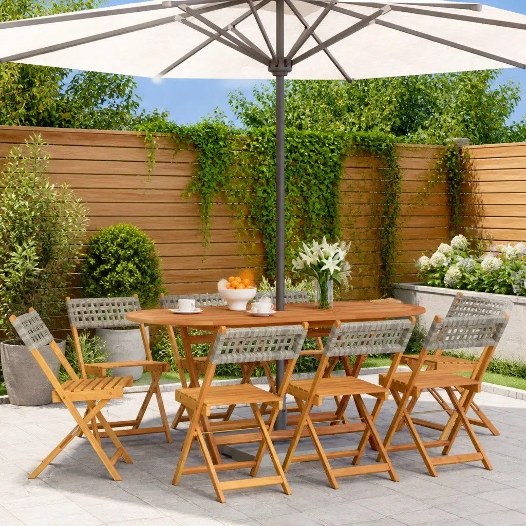 Folding Garden Chairs Outdoor Seating 8 Piece Grey