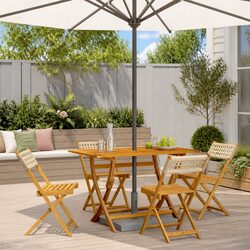 4-Piece Outdoor Folding Garden Chairs Set in Beige