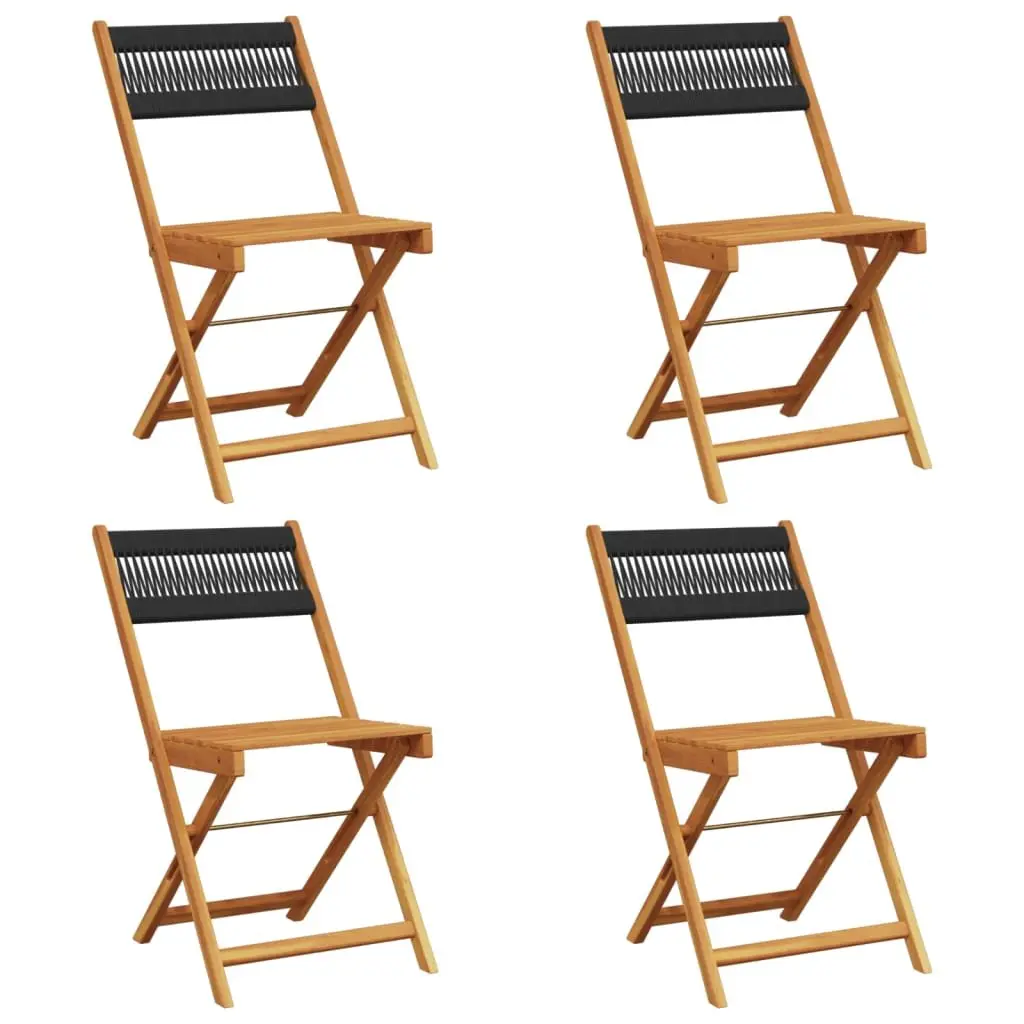 Folding Garden Chairs Outdoor Use 4 Piece Black Acacia Wood