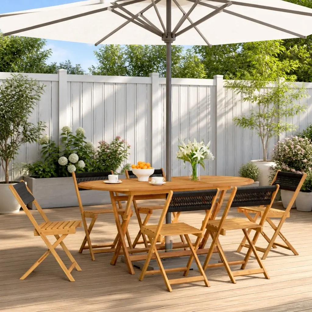 6 Black Folding Garden Chairs for Outdoor Use