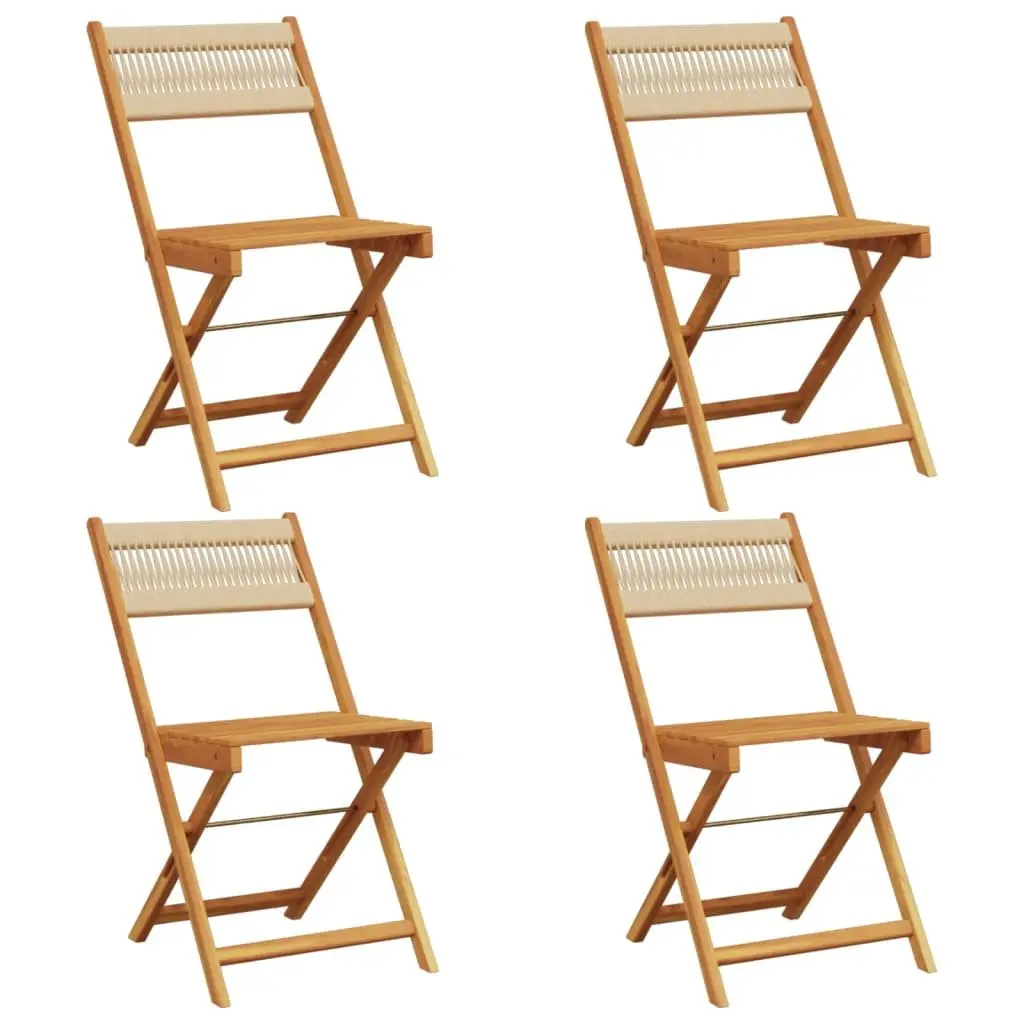 Folding Garden Chairs 4 pcs Beige Outdoor Seating Portable Patio Furniture Set