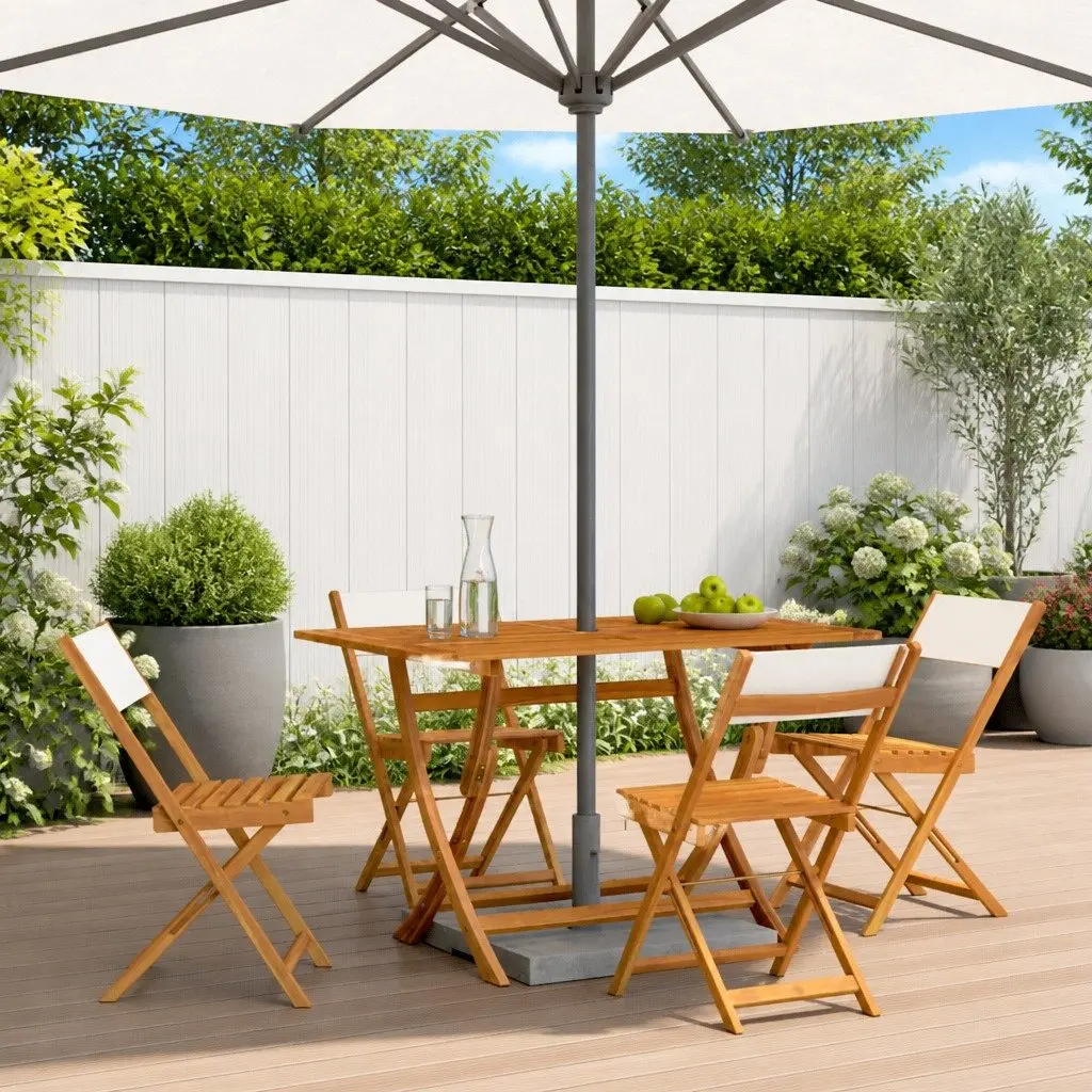 Folding Garden Chairs Outdoor Seating Set of 4 Cream White Fabric