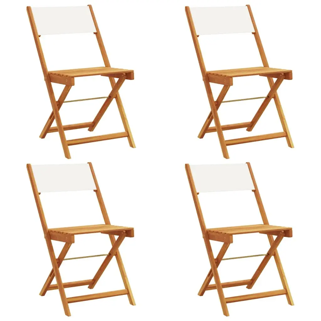 Folding Garden Chairs Outdoor Seating Set of 4 Cream White Fabric