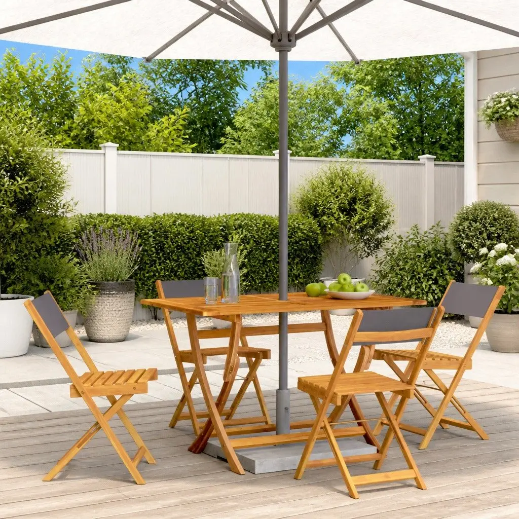 Folding Garden Chairs Set 4pcs Outdoor Seating Anthracite Fabric Wood Portable