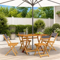 Folding Garden Chairs Set 4pcs Outdoor Seating Anthracite Fabric Wood Portable