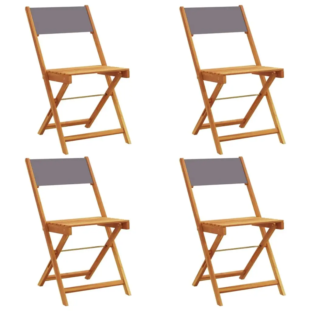 Folding Garden Chairs Set 4pcs Outdoor Seating Anthracite Fabric Wood Portable