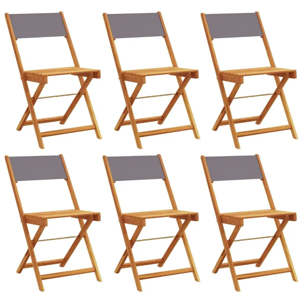 Outdoor Folding Garden Chairs Set 6 pcs Anthracite Fabric Wood Seating Patio