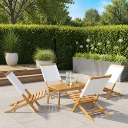 Folding Garden Chair Set of 4 with Acacia Wood Frame