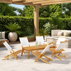Specifications of Folding Garden Chairs Set: 6 White Wood Chairs
