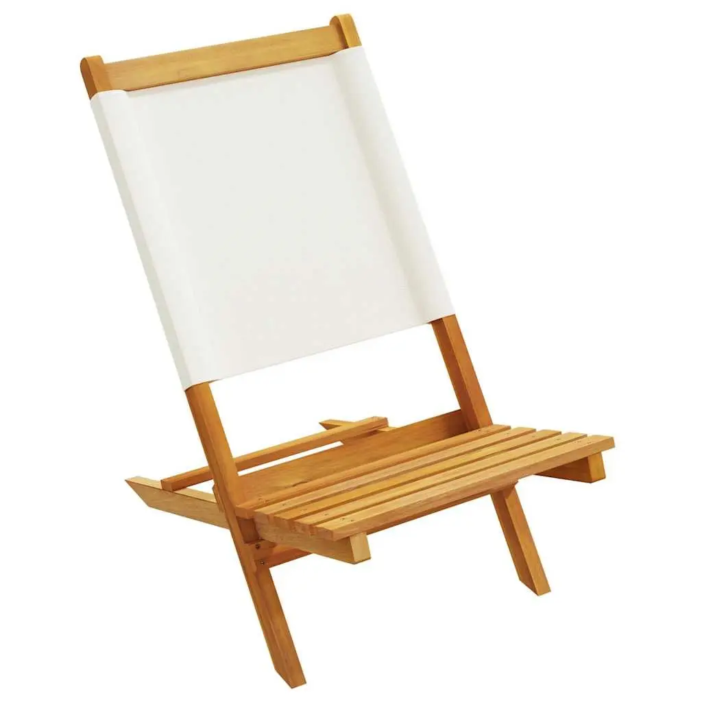 Folding Garden Chairs Outdoor Seating 6 Piece Set White Fabric Wood