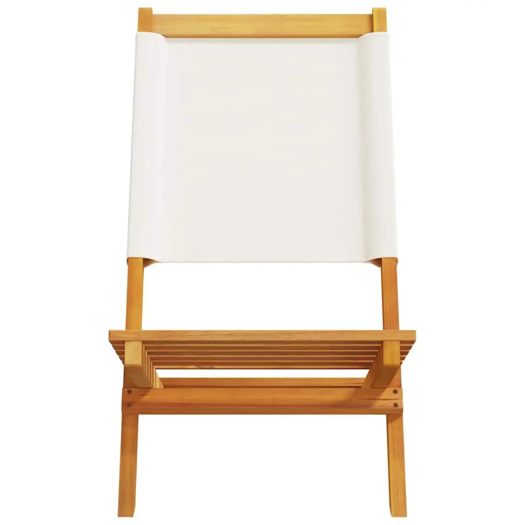 Folding Garden Chairs Outdoor Seating 6 Piece Set White Fabric Wood