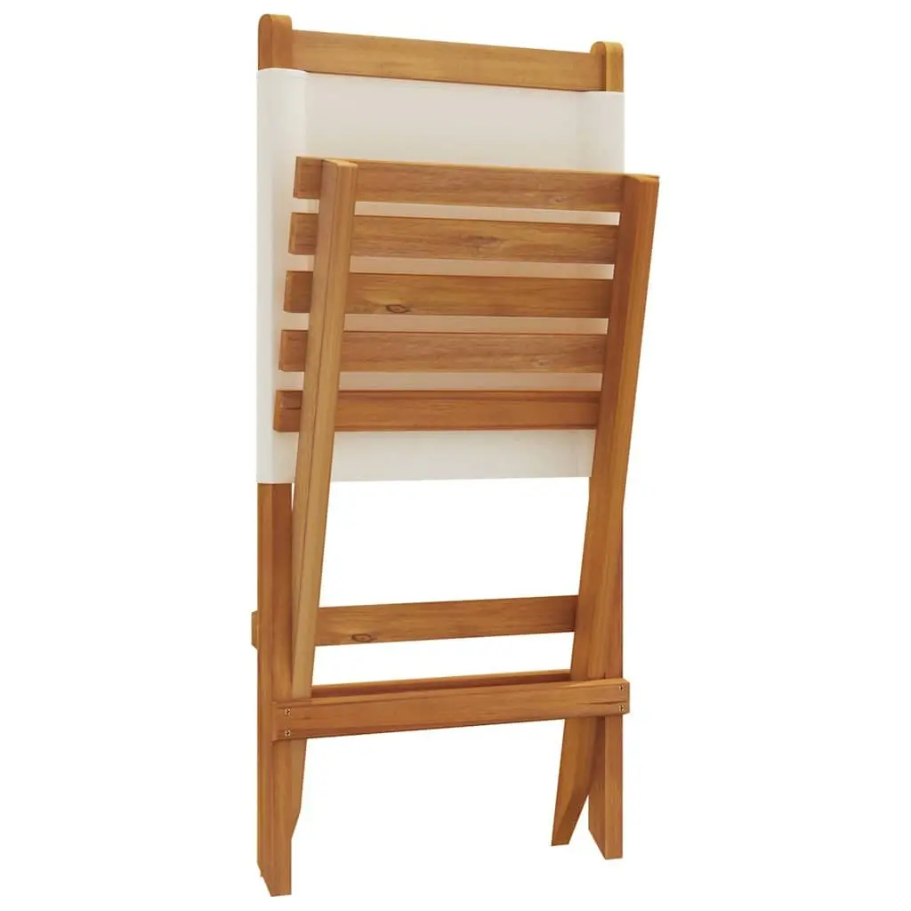 Folding Garden Chairs Outdoor Seating 6 Piece Set White Fabric Wood