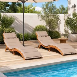 Specifications of Taupe Solid Wood Sun Loungers - Set of 2