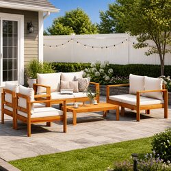 Specifications of 5-Piece Acacia Wood Garden Sofa Set