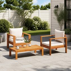 Garden Sofa Set: 3-Piece Acacia Wood Furniture Set
