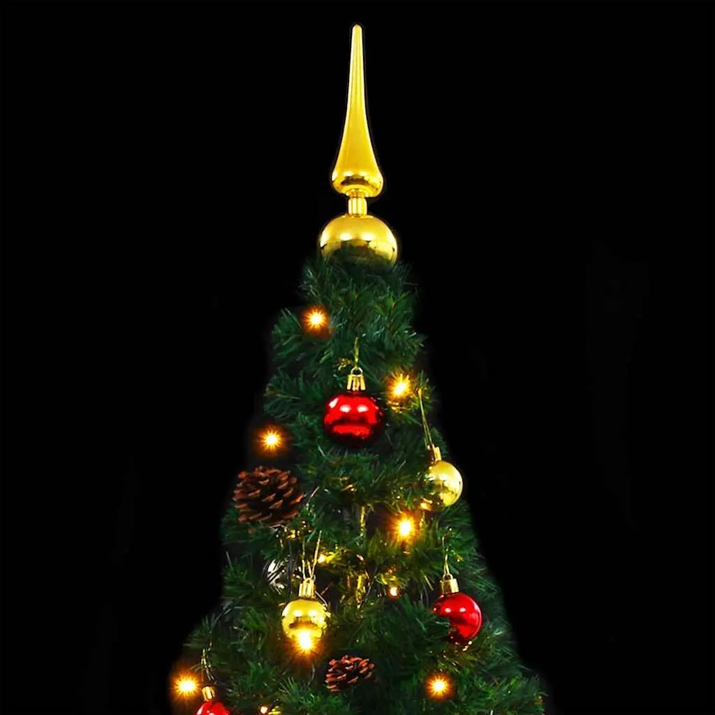 Artificial Christmas Tree Indoor Outdoor 150cm Green with LED Baubles