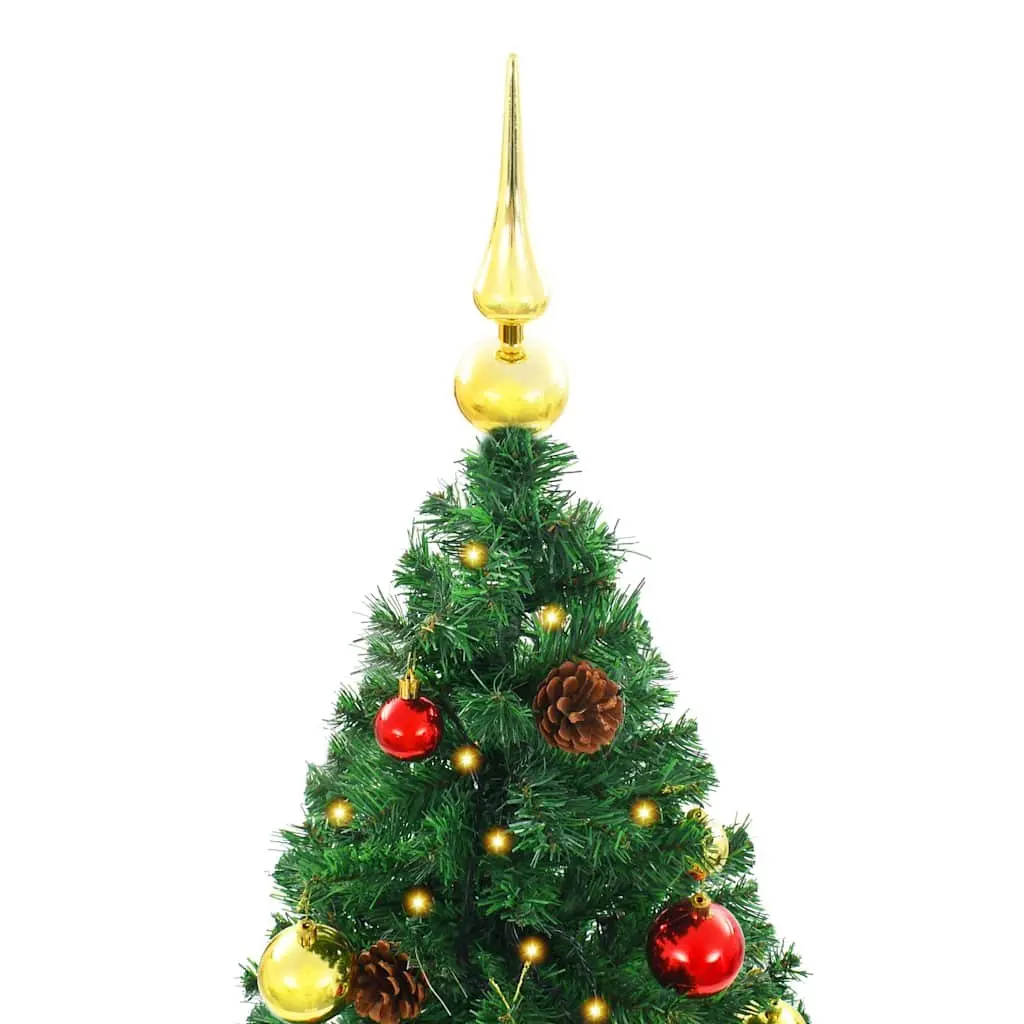 Artificial Christmas Tree Indoor Outdoor 150cm Green with LED Baubles