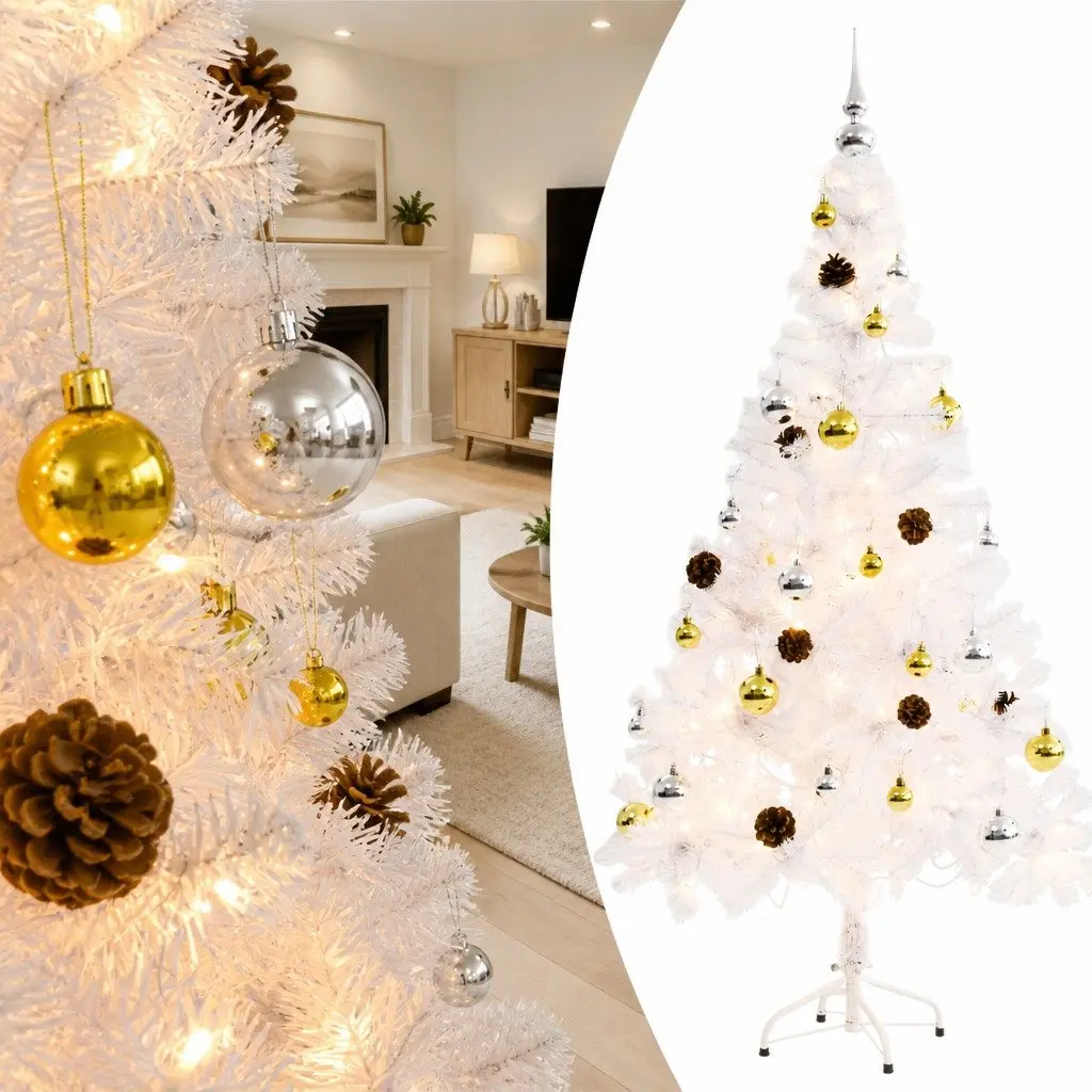 150cm White Pre-lit Christmas Tree