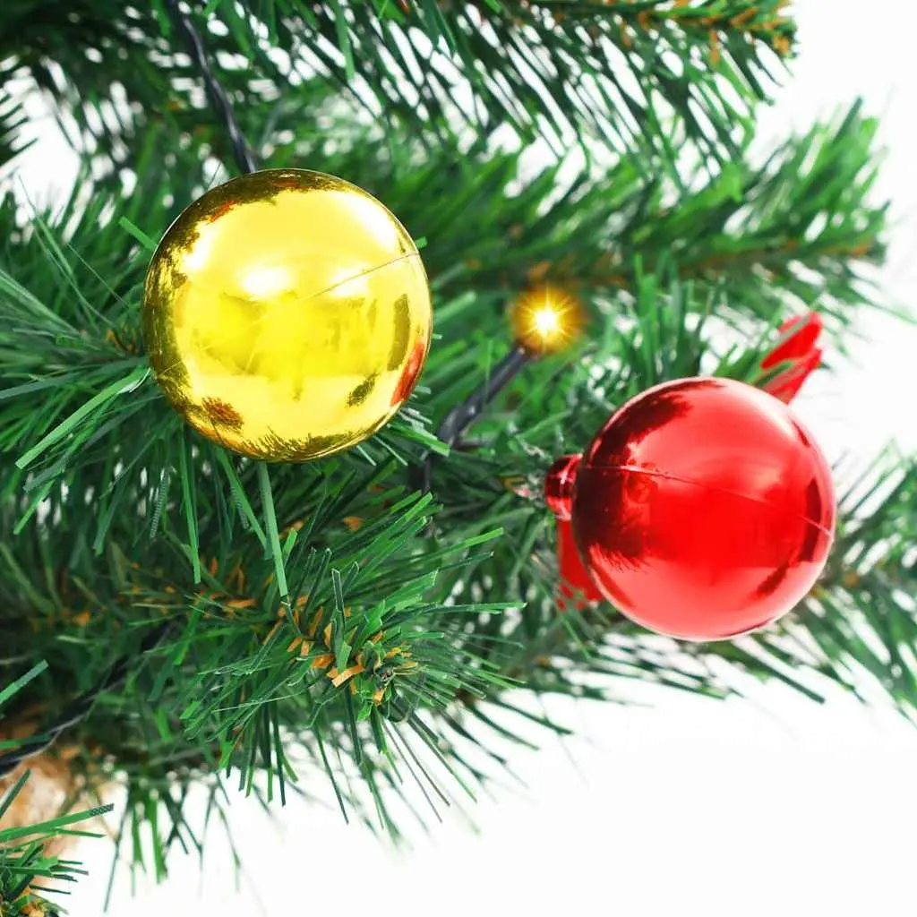 Artificial Pre-lit Christmas Tree Green 64cm LED Baubles Ornaments Indoor