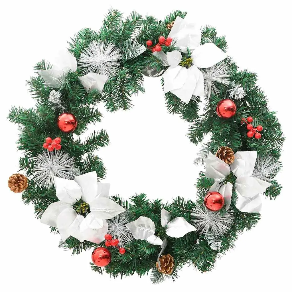 Christmas Wreath 60cm Indoor Outdoor Green White with LED Lights