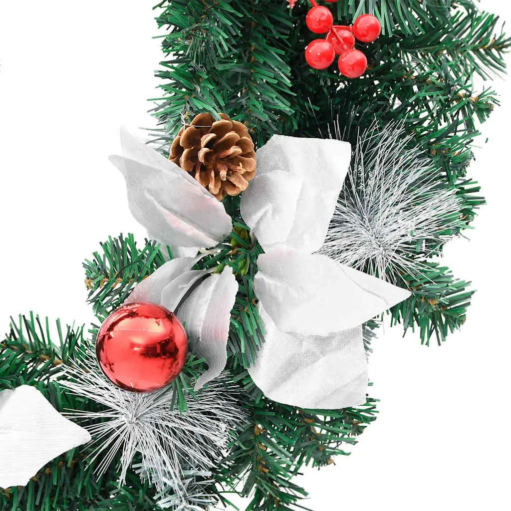 Christmas Wreath 60cm Indoor Outdoor Green White with LED Lights