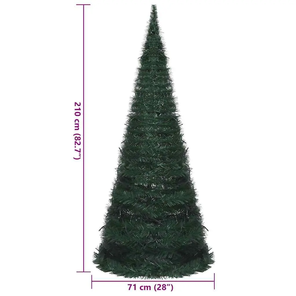 210cm Green PVC Christmas Tree with 200 LED Lights
